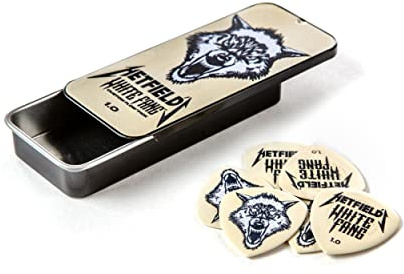JIM DUNLOP Plektrum Ultex Hetfield's White Fang 1mm Schachtel aus Metall mit 6 Stück, Weiß