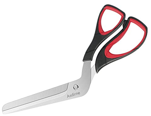 Asdirne Pizzaschere, Pizzaschneider mit Scharfer Edelstahlklinge in Lebensmittelqualität und Griff mit Weichem Griff, Multifunktionale Küchenschere, 27CM, Schwarz/Rot