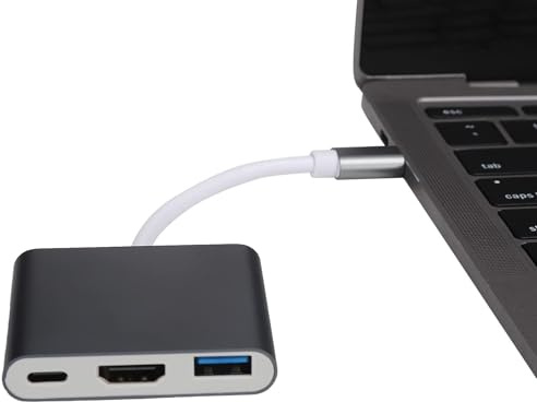 Agatige Adaptador de USB-C a HDMI, Convertidor AV Multipuerto de Concentrador 3 en 1 de Tipo C a HDMI 4K para TV, Computadora Portátil, Proyector, Monitor(Black)