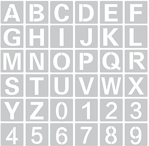 36 Stück wiederverwendbare Buchstabenschablonen Alphanumerische Malschablone Oberbuchstaben Schriftart Vorlagen Alphabet und Zahlenschablonen, für DIY Scrapbooking Malerei, Malerei auf Holz (3 Zoll)
