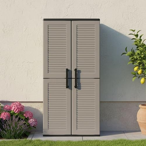 Dmora Mehrzweck Außen oder Innenwechselschrank, 2 türige mobile und 3 einstellbare Polypropylen Regale, 100% Made in Italy, 68x37h163 cm, graue Farbe