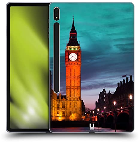 Head Case Designs Big Ben Clock Tower At Night London Best Of Places Set 2 Soft Gel Case Compatible With Samsung Galaxy Tab S8 Plus