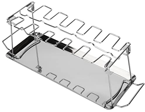 12 fentes Grille verticale pour cuisses de poulet pour fumoir ou four,Grille pour cuisses d'ailes de poulet avec ustensiles de cuisson, passe au lave-vaisselle, antiadhésif, idéal pour barbecue,