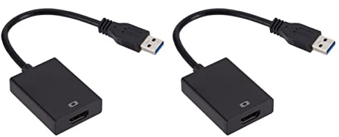 Gatuida 2pièces Adaptateur USB vers Convertisseur pour Pc Ordinateur Portable Et Projecteur No Driver Noir
