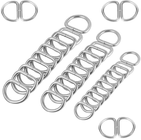 Halbrunder D-Ring, Metall-D-Ring, D Ringe Schnalle, 30 Stück D-Ring, Halbringe Silber,für Rucksack Gürtelschnallen Taschen Gürtel Handtaschen Bastelzubehör, Karabiner