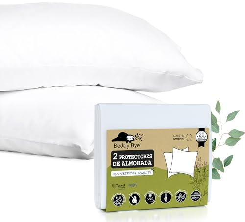 Wasserdichter Kissenbezug Tencel™ 80x80 cm (2er-Pack) mit Reißverschluss - Kopfkissenbezug Oeko-Tex® Zertifiziert aus Umweltfreundlicher und Nachhaltiger Aegis® Faser - Hergestellt in EU