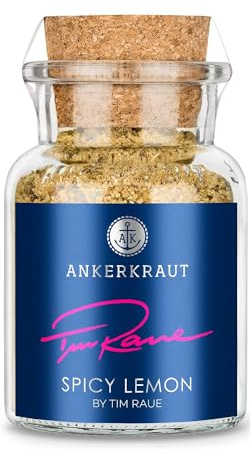 Ankerkraut Spicy Lemon Gewürz by Tim Raue, exklusive Gewürzmischung vom Sternekoch, Kochen mit zitronigem Geschmack, Hähnchen, Salate und vieles mehr verfeinern, 95 g im Korkenglas