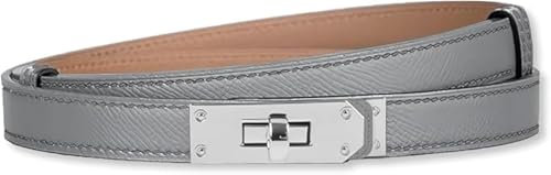 HEVIBK Ledergürtel Damen Gürtel Taillengürtel Damengürtel Leder Jeansgürtel Echtleder 30mm Breit schmaler Gürtel（Hellgrau/Silber）