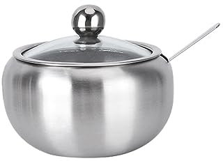 Ciieeo Pot à Condiments en Acier Inoxydable 304 avec Couvercle et Cuillère