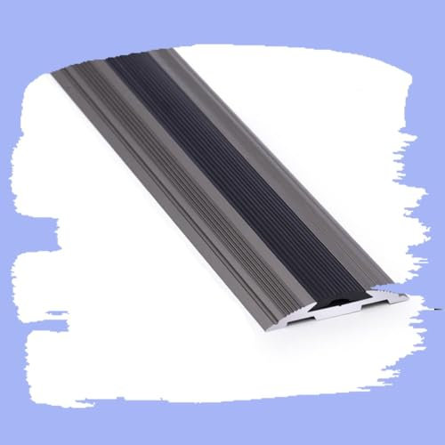 HCZION Aluminium T-Form Boden Übergangsleiste 90cm Teppichkantenleiste, Treppenkantenprofil rutschfeste Mit Gummi Schwellenleiste (Color : Black, Size : 1 3/4in-44mm(x10))