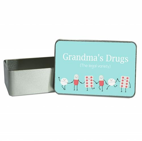 allaboutthebump Grandma's Drugs (the legal variety) Comedy Printed Metal Tin [Mother's Day Gift, Birthday Present, Christmas Xmas Gift, Love Mum, Love Nan Nanny, Funny, Joke]