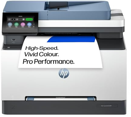 HP Color LaserJet Pro 3302sdw 499Q6F, Impresora Laser A4 Multifunción a Doble Cara automática, Escaner, Copiadora (25ppm, Wi-Fi Direct, Procesador 1,2 GHz, Memoria 512MB, Smart App) Blanca y Azul