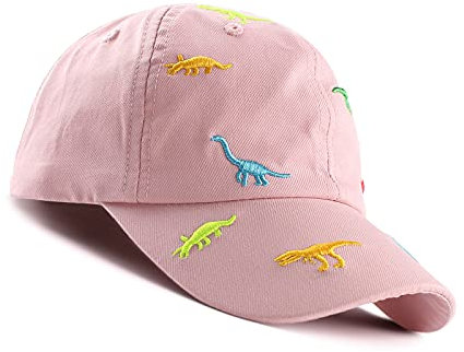 Bamery Kleinkind-Baseballmütze für Jungen und Mädchen, Baby-Baseballkappe, Stickerei, Dinosaurier-Kindermütze für 2–6 Jahre, Dinosaurier pink, 6-24 Monate