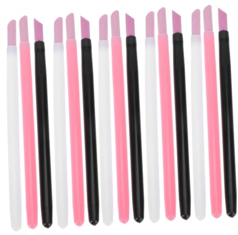 15 Lápiz Piezas de Cabeza ABS Doble Pulir para Uñas | Manicura, Retirada de Piel Muerta, Mango Ergonómico, Pulido Fino, Diseño Práctico