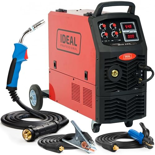 Ideal Tecno MIG 280 – Schweißgerät mit Gas 280 A 400 V – MIG/MAG und MMA – Induktivität, Löten – Schweißdraht mit 4 Rollen, Modus 2T/4T – IGBT-Technologie