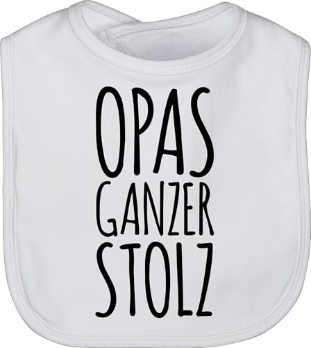 Baby Lätzchen - Strampler Mädchen & Junge - Opas ganzer Stolz - Unisize - Weiß - geschenke zur geburt sachen für neugeborene opa babylatz mit sprüchen sabberlatz ganze laetzchen latz kinderlatz