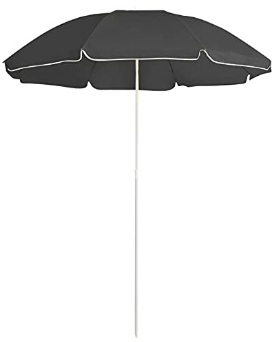 Homgoday Outdoor-Sonnenschirm mit Stahlstange, 180 cm, Anthrazit, Sonnenschirme, Gartenschirme, Outdoor-Sonnenschirme, Strandschirm, Terrassenschirm, Windschutz Model315542