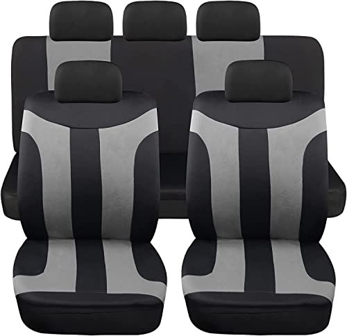 Susy Shop Coprisedili Auto Modello Universale Kit Completo Anteriore e Posteriore Per Utilitarie Medie Piccole Non Adatto Ai Suv LS05 (LS05-GRIGIO)