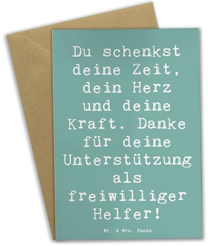 Mr. & Mrs. Panda Grußkarte Spruch Freiwilliger Dank - Geschenk, Selbstlosigkeit, e sagen, Anerkennung, Wertschätzung, Herz verschenken, Unterstützung, Geschenkideen, Liebe, handgefertigt, Geschenke
