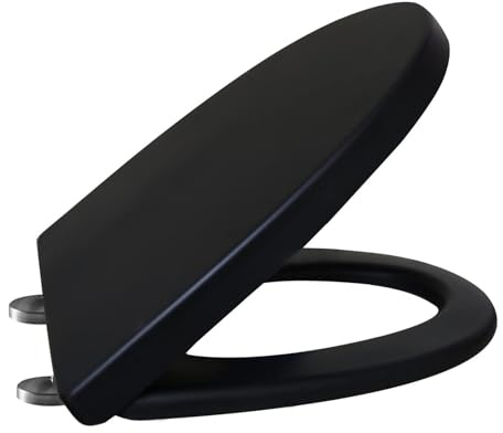Wttfc Klodeckel Schwarz,Toilettensitz Mit Absenkautomatik Quick-Release-Design Toilettendeckel Polypropylenmaterial,Wc Sitz Deckel Toilettenbrille Klobrille Schwarz,V shaped