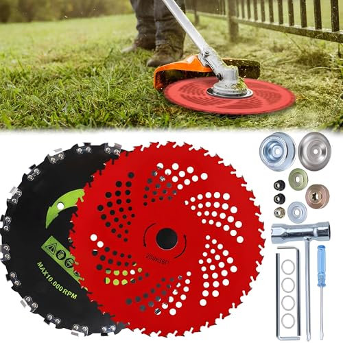 JIAMIAN Steel Trimmer Head, Carbon Steel Circular Electric Saw Blade, Weeding Head Blade With Adapter Kit, Universal Steel Trimmer Head, Suitable For Brush Cutters, Trimmers,Trimmer Head