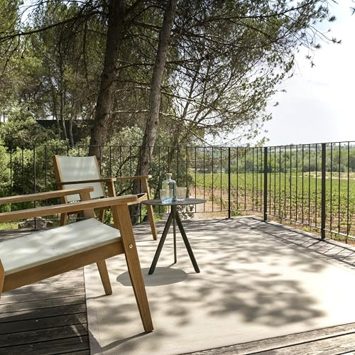 TEXSILK - Alfombra de Exterior Premium Resistente a Manchas y Humedad | Polipropileno 100% Reciclable | 160x230 cm - Beige | Ideal para Jardín, Terraza y Piscina