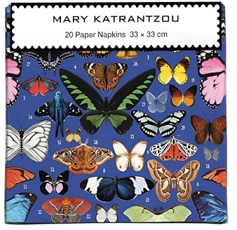 Museums & Galleries Pack of 20 Paper Serviette Napkins - Colourful Butterflies Mary Katrantzou Design - Disposable Tableware