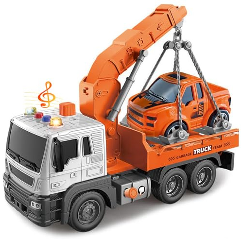 LioMaxi Scala 1:16 Carro Attrezzi Giocattolo,Grande Camion giocattolo,Carroattrezzi,Camion di Salvataggio,veicolo di Recupero con Luci e Suoni Funzione camion Giocattolo Regalo per Bambini 3 4Anni