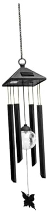 Baoblaze Outdoor Solar Light Wind Chime Hanging Decoration Sturdy Accessories for Patio Landscape Colour Changing Lantern Height 75cm