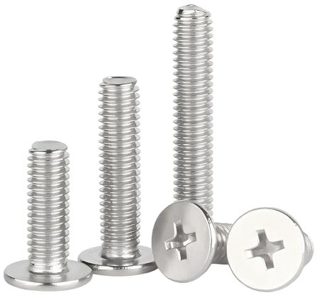 Ctyjia 20 Pièces Mince Vis à Tête Cruciforme à Tête Ronde Plate M4 x 10mm Boulons de Connexion pour Meubles, Vis en Acier Inoxydable 304