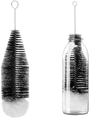 Soda Glass Bottle Cleaning Brush,13 Inch Large Cleaner,Long Bottle Washing Brushes for Soda Bottle Neck Bottle Vase (Black, Large)