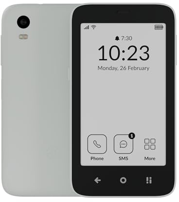 mudita Kompakt – Teléfono E-Ink y Set de Accesorios para Detox Digital – Modo Offline+, Diseño Minimalista, Dual SIM, Sin Aplicaciones – Utilizable en Todo el Mundo, Blanco