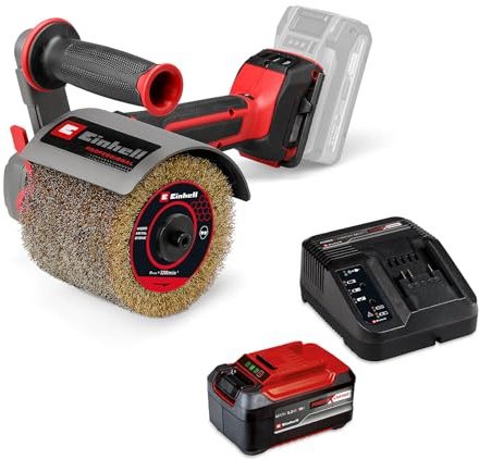 Einhell Professional Akku-Bürstenschleifer TP-BR 18/32 Li BL Power X-Change (18 V, Brushless, max. 3200 U/min, für Ø 120 mm Bürsten, inkl. Messingdrahtbürste, inkl. 5,2 Ah Akku & Ladegerät)
