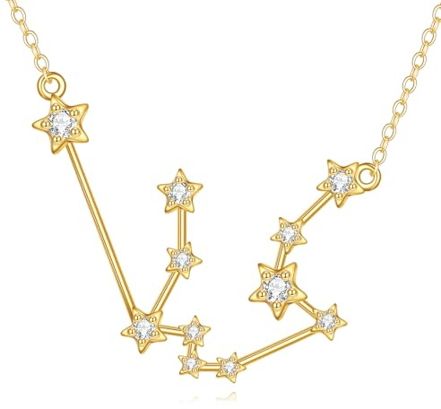 KECHO 14 Karat Gold Wassermann Halskette Sternzeichen Anhänger Echtgold Schmuck Geschenk für Damen