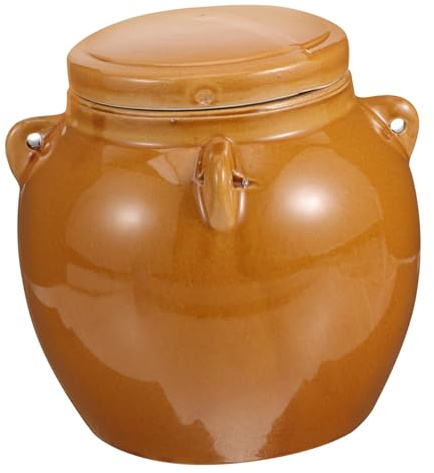 PRETYZOOM Vintage Ceramic Honey Container and Pickle Jar Airtight Seal, Medium Size 1kg Capacity, Kitchen Storage Ceramic Jar Lid for Honey and Pickles