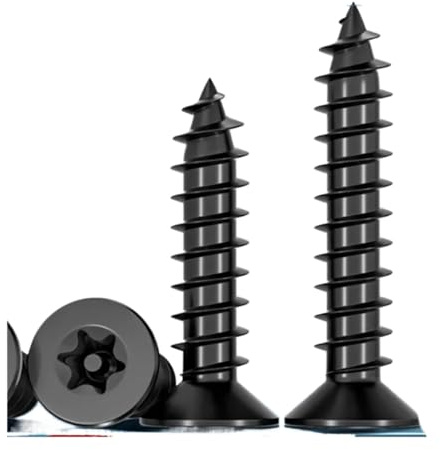 M3 M4 M5 304 A2 Stainless Steel Black Colour Six Lobe Flat Countersunk Head Pin Anti Theft Security Self Tapping Wood Screw(40mm,M5 10PCS)
