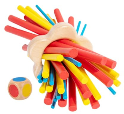Toddmomy Balancespiel Holzstäbe Buntes Balancespielzeug für Hand-Auge-koordination Reaktionstraining und Geduld Familien Tischspiel für Reise und Spielspaß