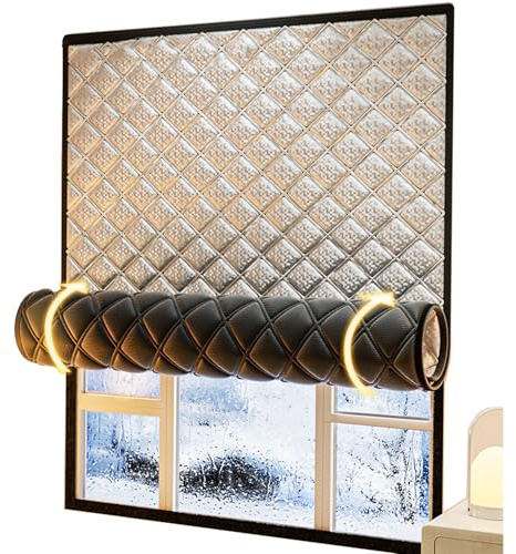 HDEYRSX Kit Aislante Termico Ventanas,Película de Protección Contra el Frío para el Invierno,Cortinas Termicas Reutilizable para Ventanas de Viento y Ruido,con Cinta Adhesiva (100cm x 80cm)