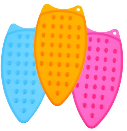 STOBAZA Silikon Bügeleisenunterlage Hitzebeständige Ablage Für Bügeleisen Bügelmatte Zum Schutz Von Tisch Und Bügelbrett Vielseitig Leicht Und Kompakt 3 Stück Orange Blau Rosa