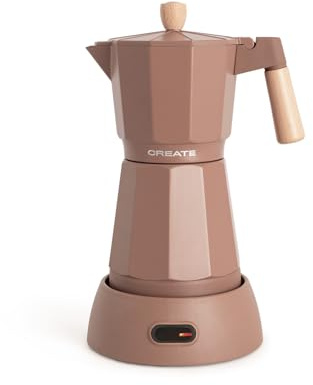 CREATE / THERA MOKA ELECTRIC/Cafetière italienne électrique moka/Fonction maintien au chaud, 300 ml, capacité de 6 tasses, conserve la chaleur, base 360º, facile à nettoyer et sans BPA, 480W