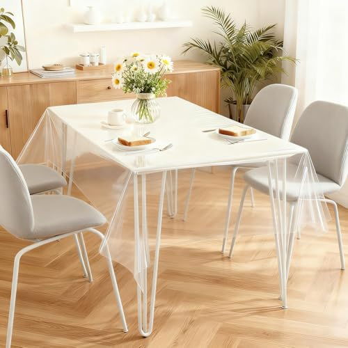 Wapasezyar Tischfolie Durchsichtig, Tischdecke Transparent, PVC Transparente Tischdecke, Wasserdicht Abwaschbar Folie Fettdicht Tischschutzfolie, Stark 0.13mm Glasklar Schutztischdecke (140x180cm)