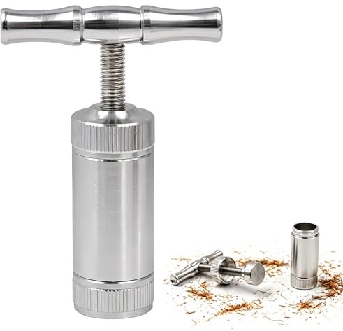 Zatixbu Pollen Press Tool, Heavy Duty Kief Presser with Aluminium Alloy, T Shape Handle Spice Crusher for Pressing Herb Spice Hay (Silver)
