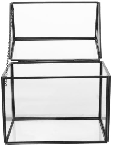 Toyvian Serra in Vetro a Forma di Casa Geometrica Nera per Piante Stabilizzate, Decorazione Versatile da Interno per Uffici e Anniversari