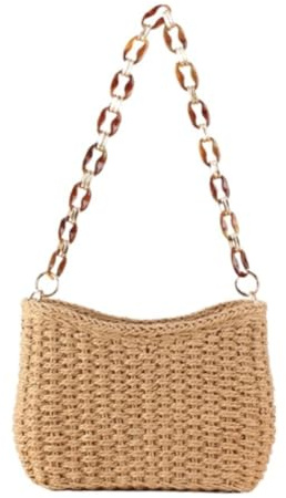 Stråväska Stråhandväska Summer Beach Crossbody-väska för kvinnor vävd axel För Kvinnor(Khaki)