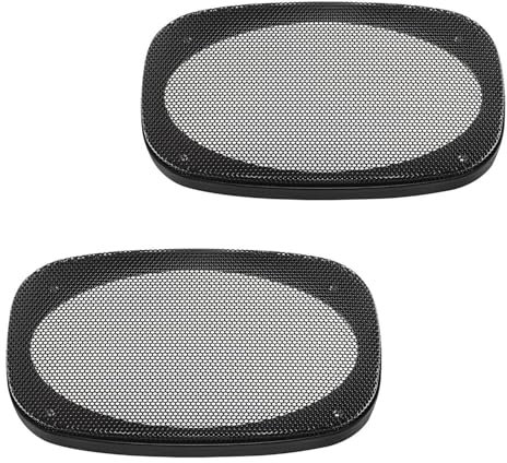 tomzz Audio 2800-005 Lautsprecher Gitter Grill für 4 x 6 Zoll Lautsprecher schwarz 2-teilig Kunststoffring mit Metallgitter Satz