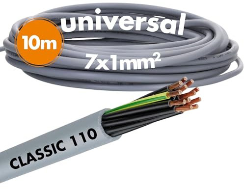 10 Meter Lapp 1119207 Ölflex Classic 110 PVC-Steuerleitung 7x1 mm² mit grün-gelben Schutzleiter 7G1,0 mm² I Mantelleitung 7 adrig I Kabel 7 adrig