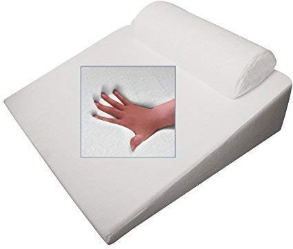 Orthopädisches Reflux Keilkissen aus 100 % Gelschaum Made in Europa | Ergonomisch & druckentlastend | 25°-Winkel für gesunden Schlaf | Waschbarer Polyesterbezug in Weiß | Mit Nackenrolle