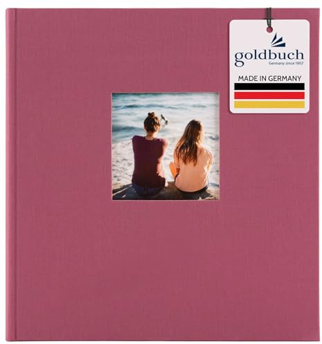 goldbuch 27 508 Bella Vista Fotoalbum mit Bildausschnitt Fuchsia, Erinnerungsalbum im Format 30 x 31 cm, Foto Album 60 weiße Seiten mit Pergamin-Trennblättern, Fotobuch Leineneinband, Beerenfarben