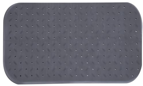 MSV Premium Duschmatte Badematte Badewannenmatte Badewanneneinlage antibakteriell rutschfest mit Saugnäpfen-Grau-duftet nach Rosen-ca. 36 x 65 cm-waschbar bei 60° Grad, Gummi, Grey, Large