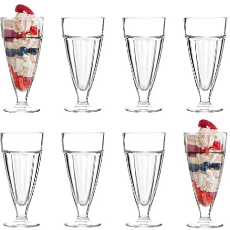 Vajilla argón Knickerbocker Glory Postre Helado Lentes - 350 ml (12,3 oz) caja de regalo conjunto de 8